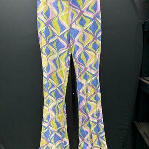 Zara Multicolored Groovy Patterned Flare Pants